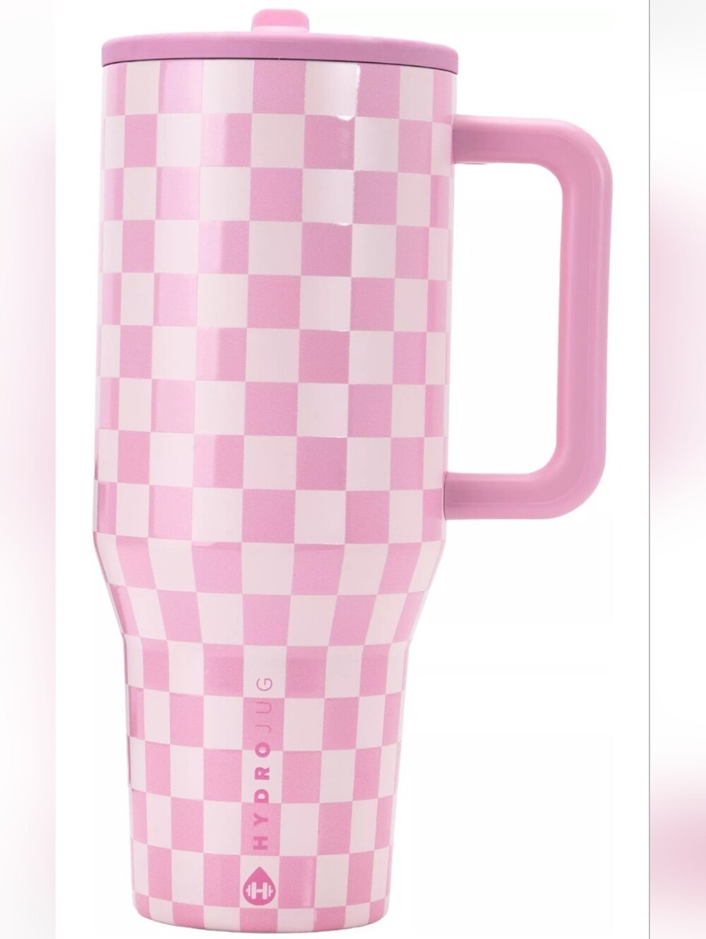 HydroJug Pink & White Checkerboard Traveler 40 OZ